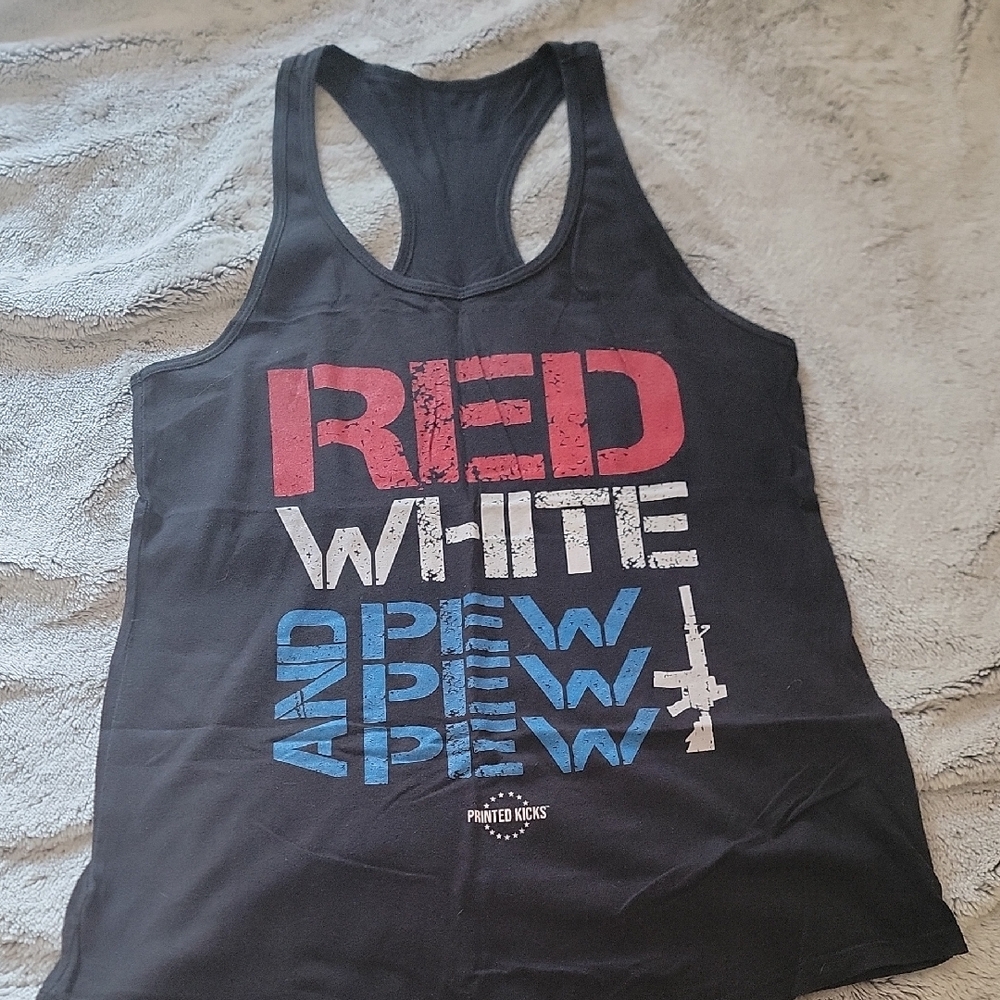 Red White and Blue Graphic Tank Top